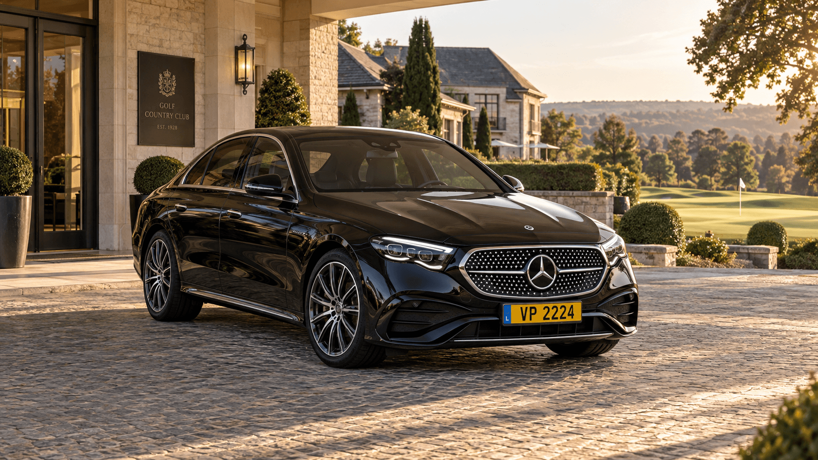 Mercedes E-Class VP 2224 outside a golf club